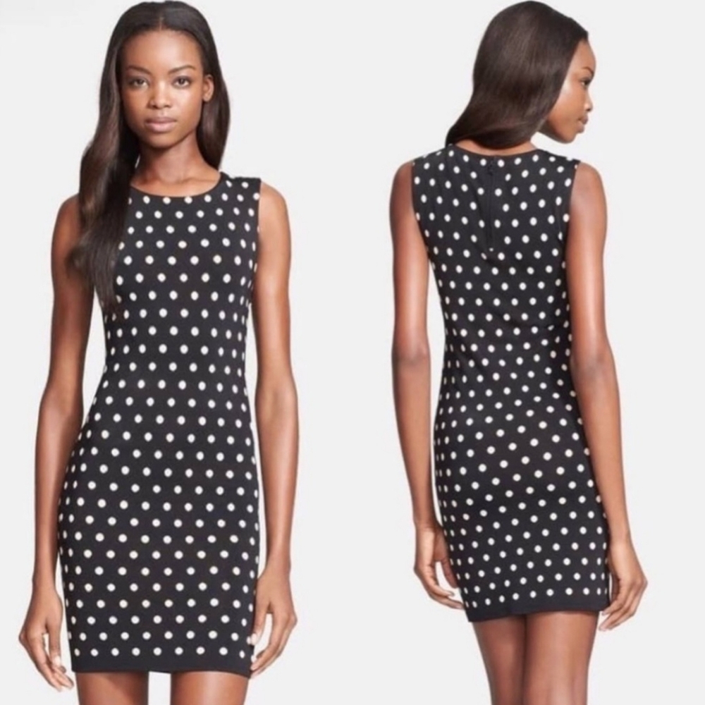 Alice+Olivia Marta Polka Dot Knit Sleeveless Dress Blk/Pastel Pink Sz M Like New